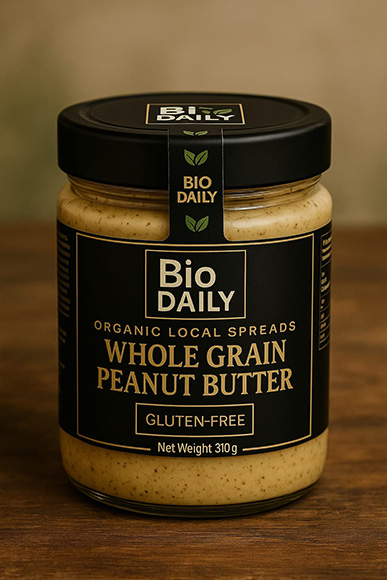 Organic whole grain peanut butter